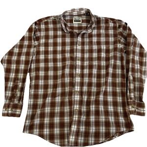 Wrangler Riata Men's Brown/White Classic Plaid Cotton Western Ranch Rodeo,‎ Med